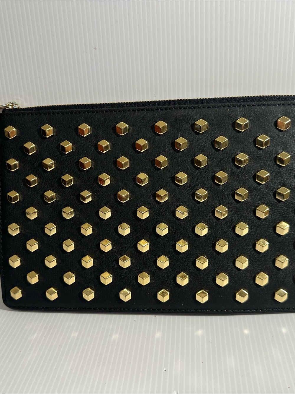 Michael Kors Black Leather Clutch with Gold Studs